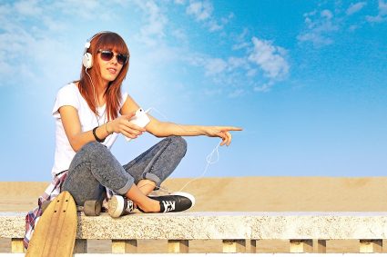 Skatergirl on the beach